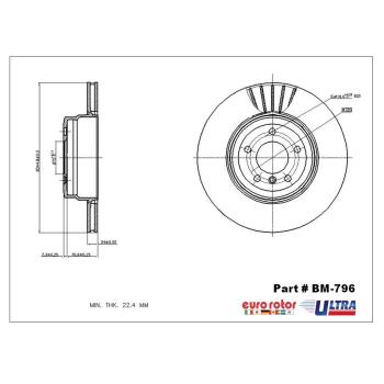 2011 BMW X5 Disc Brake Rotor Rear Eurorotor BM796 image 1 of 1