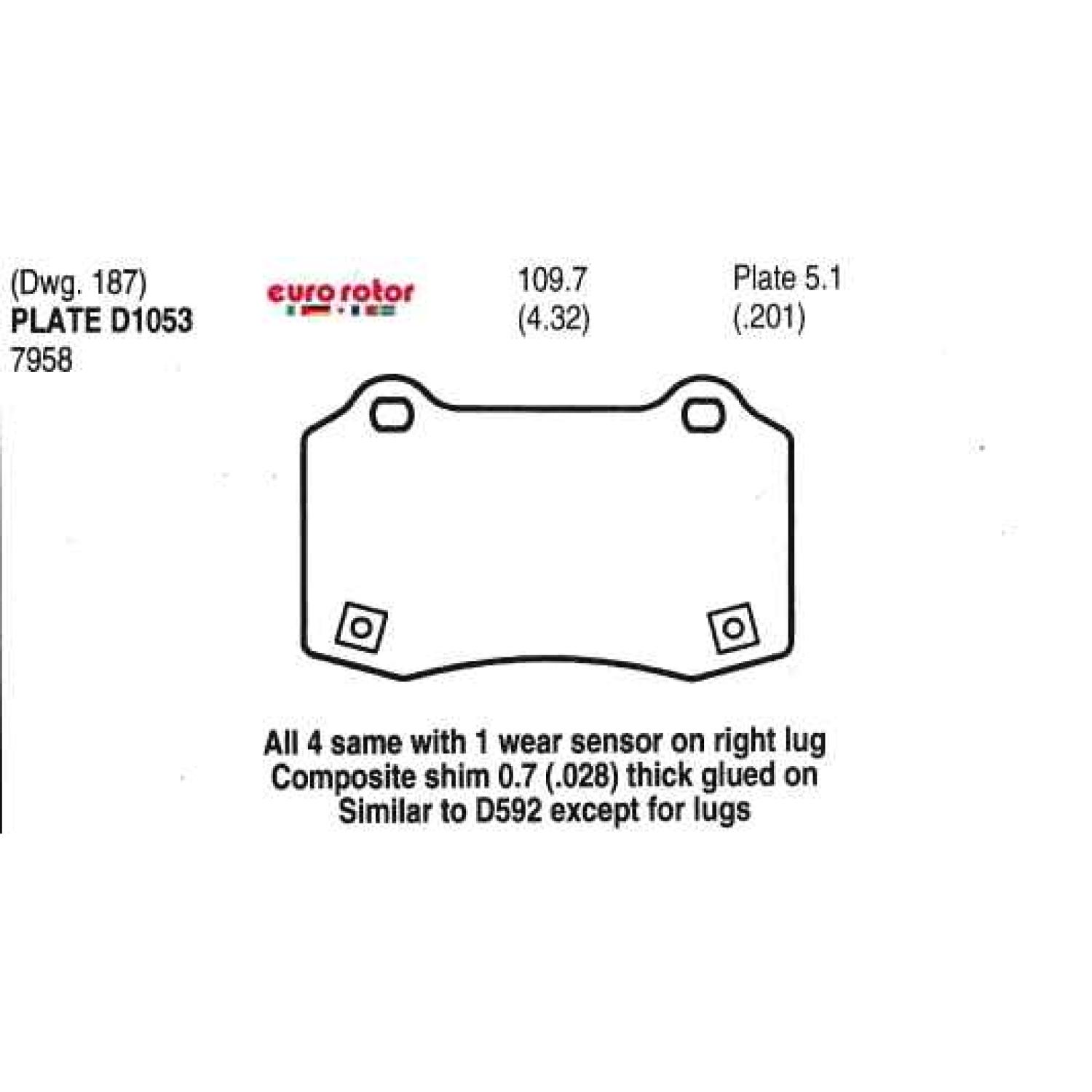 Eurorotor F1D1053H - Disc Brake Pad Eurorotor F1D1053H Disc Brake Pad product image 1 of 1