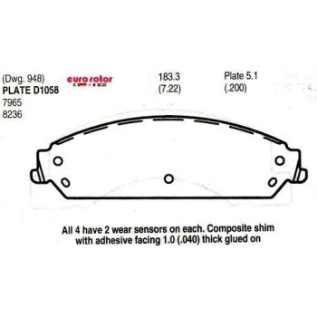 2009 Chrysler 300 Disc Brake Pad Front Eurorotor F1D1058 image 1 of 1