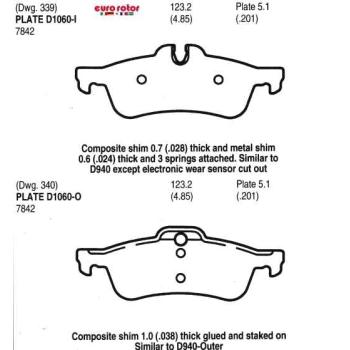 2007 Mini Cooper Disc Brake Pad Rear Eurorotor F1D1060H image 1 of 1