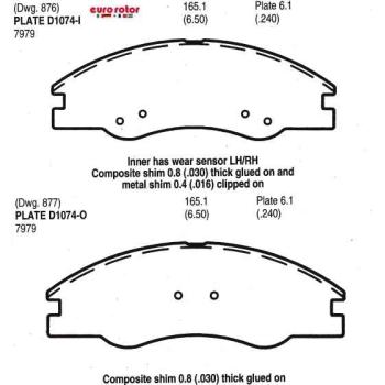 2006 Kia Spectra5 Disc Brake Pad Front Eurorotor F1D1074H image 1 of 1