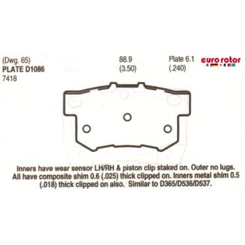 2007 Honda CR-V Disc Brake Pad Rear Eurorotor F1D1086H image 1 of 1