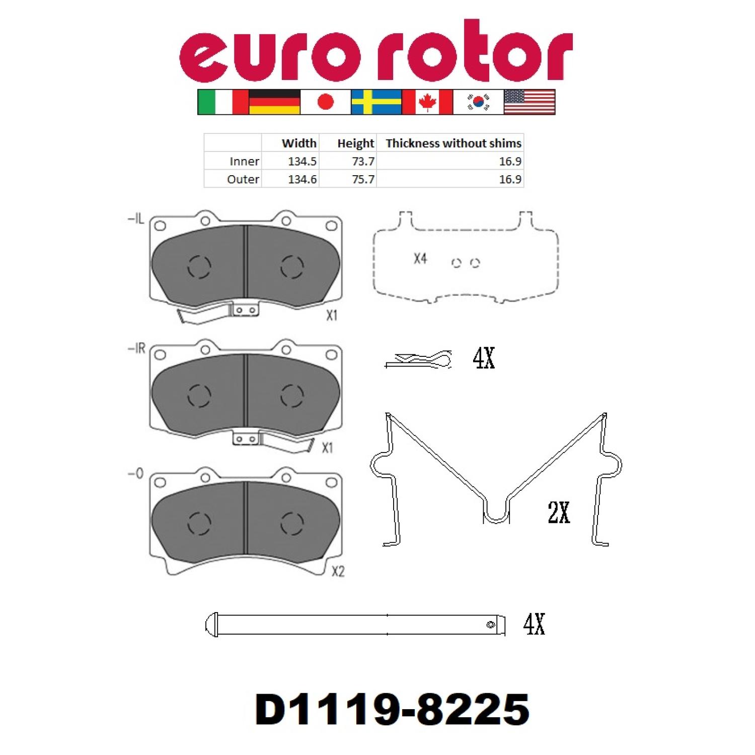 Eurorotor F1D1119H - Disc Brake Pad Eurorotor F1D1119H Disc Brake Pad product image 1 of 1