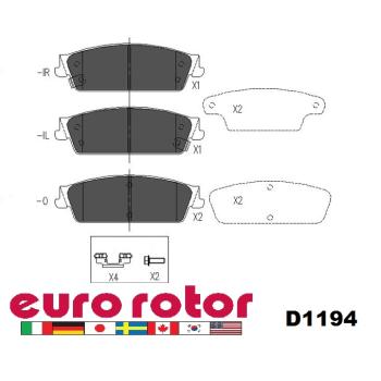 2009 Cadillac Escalade ESV Disc Brake Pad Rear Eurorotor F1D1194H image 1 of 1