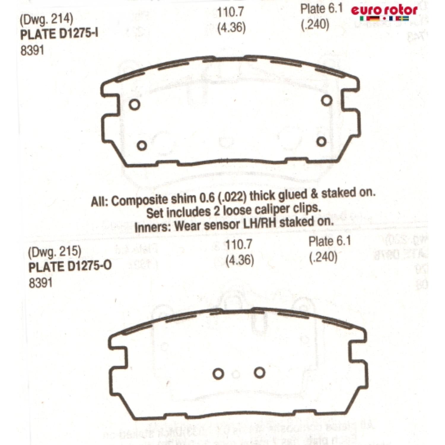Eurorotor F1D1275H - Disc Brake Pad Eurorotor F1D1275H Disc Brake Pad product image 1 of 1
