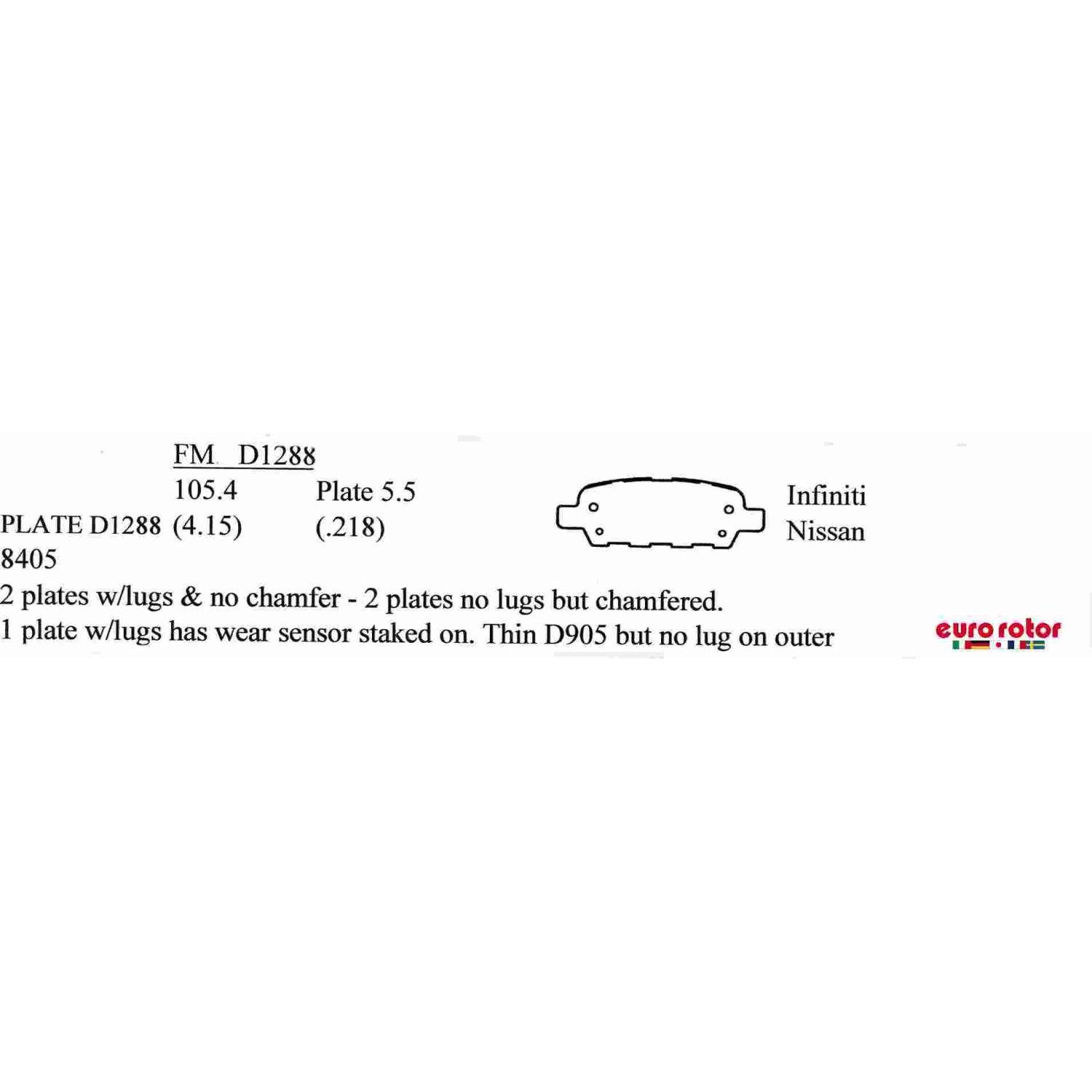 Eurorotor F1D1288H Disc Brake Pad product image 1 of 1