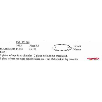 2016 Infiniti Q70 Disc Brake Pad Rear Eurorotor F1D1288H image 1 of 1