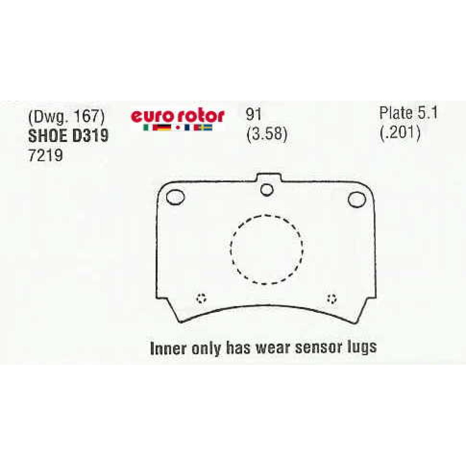 Eurorotor F1D319 - Disc Brake Pad Eurorotor F1D319 Disc Brake Pad product image 1 of 1