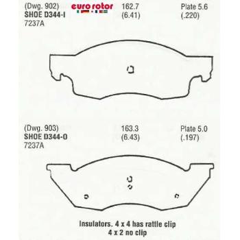 1987 Dodge Dakota Disc Brake Pad Front Eurorotor F1D344 image 1 of 1