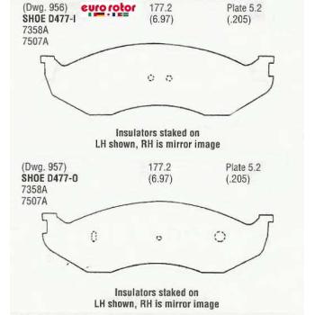 1995 Jeep Grand Cherokee Disc Brake Pad Front Eurorotor F1D477H image 1 of 1