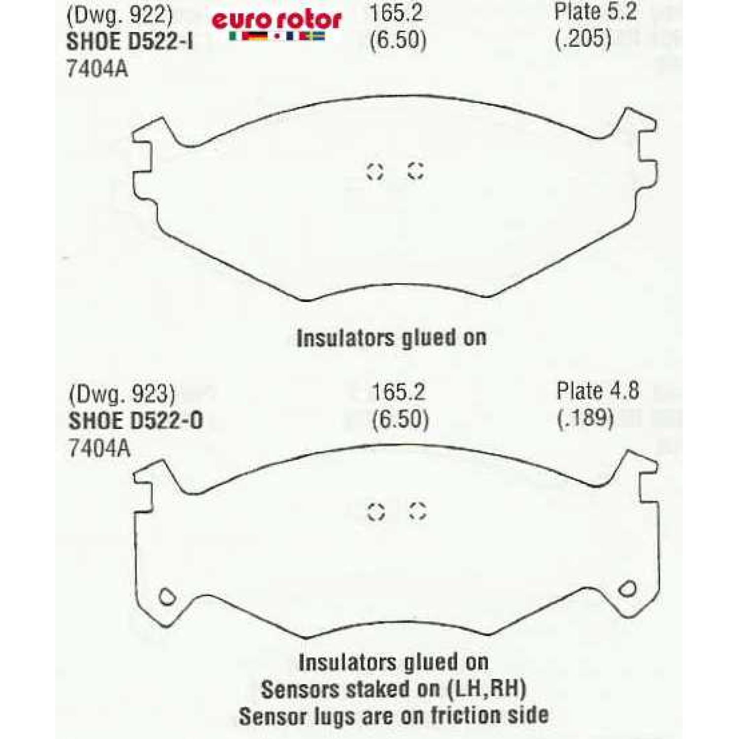Eurorotor F1D522 Disc Brake Pad product image 1 of 1