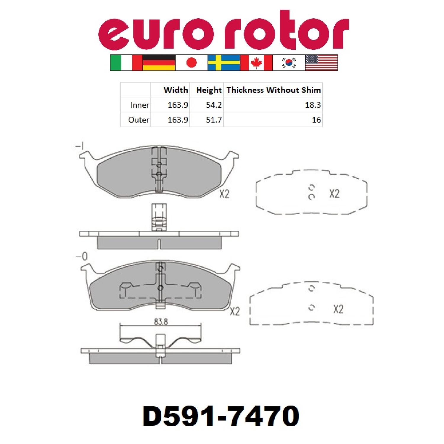 Eurorotor F1D591H - Disc Brake Pad Eurorotor F1D591H Disc Brake Pad product image 1 of 1