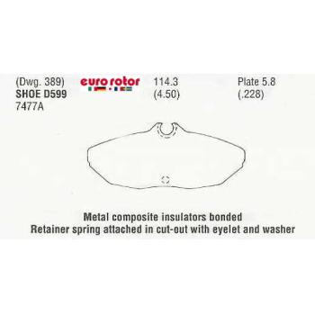 1995 Mercury Cougar Disc Brake Pad Rear Eurorotor F1D599 image 1 of 1