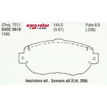 2004 Lexus SC430 Disc Brake Pad Front Eurorotor F1D619H image 1 of 1