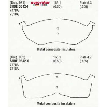 1996 Chrysler Intrepid Disc Brake Pad Front Eurorotor F1D642 image 1 of 1