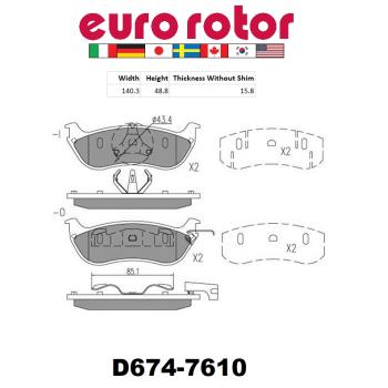 1996 Mercury Grand Marquis Disc Brake Pad Rear Eurorotor F1D674 image 1 of 1