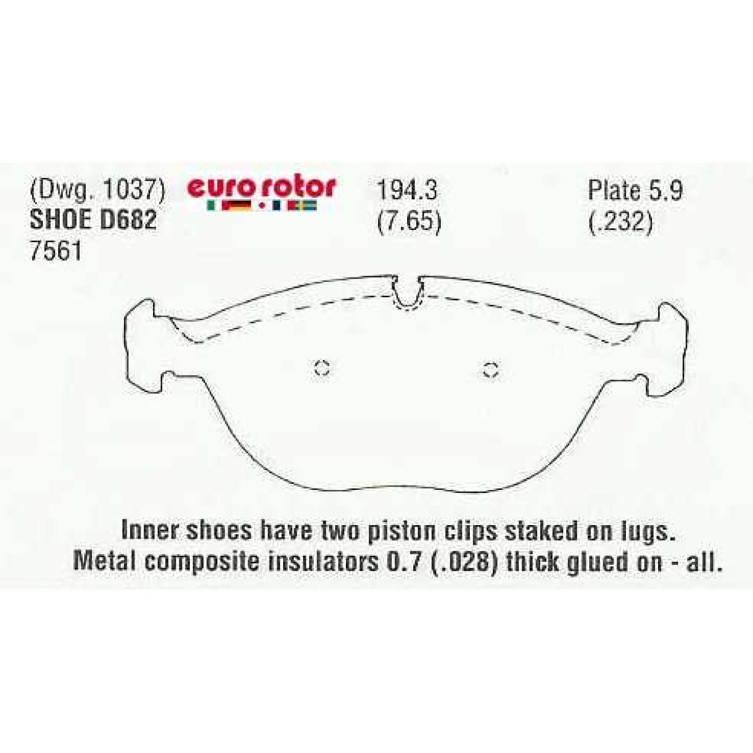Eurorotor F1D682 - Disc Brake Pad Eurorotor F1D682 Disc Brake Pad product image 1 of 1