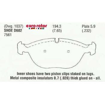 2006 Chrysler Crossfire Disc Brake Pad Front Eurorotor F1D682 image 1 of 1