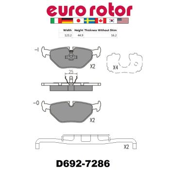 1990 BMW M3 Disc Brake Pad Rear Eurorotor F1D692 image 1 of 1