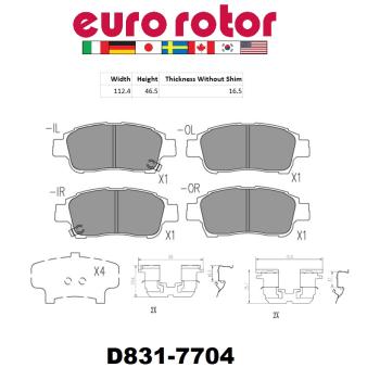 2000 Toyota Echo Disc Brake Pad Front Eurorotor F1D831H image 1 of 1