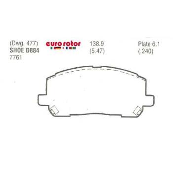 2002 Toyota Highlander Disc Brake Pad Front Eurorotor F1D884H image 1 of 1