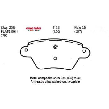 2002 Jaguar X-Type Disc Brake Pad Rear Eurorotor F1D911 image 1 of 1