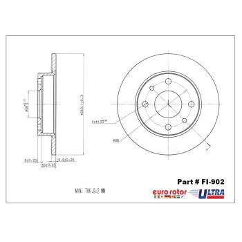 2012 Fiat 500 Disc Brake Rotor Rear Eurorotor FI902 image 1 of 1