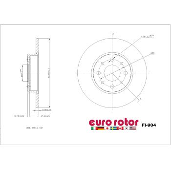 2015 Fiat 500 Disc Brake Rotor Rear Eurorotor FI904 image 1 of 1