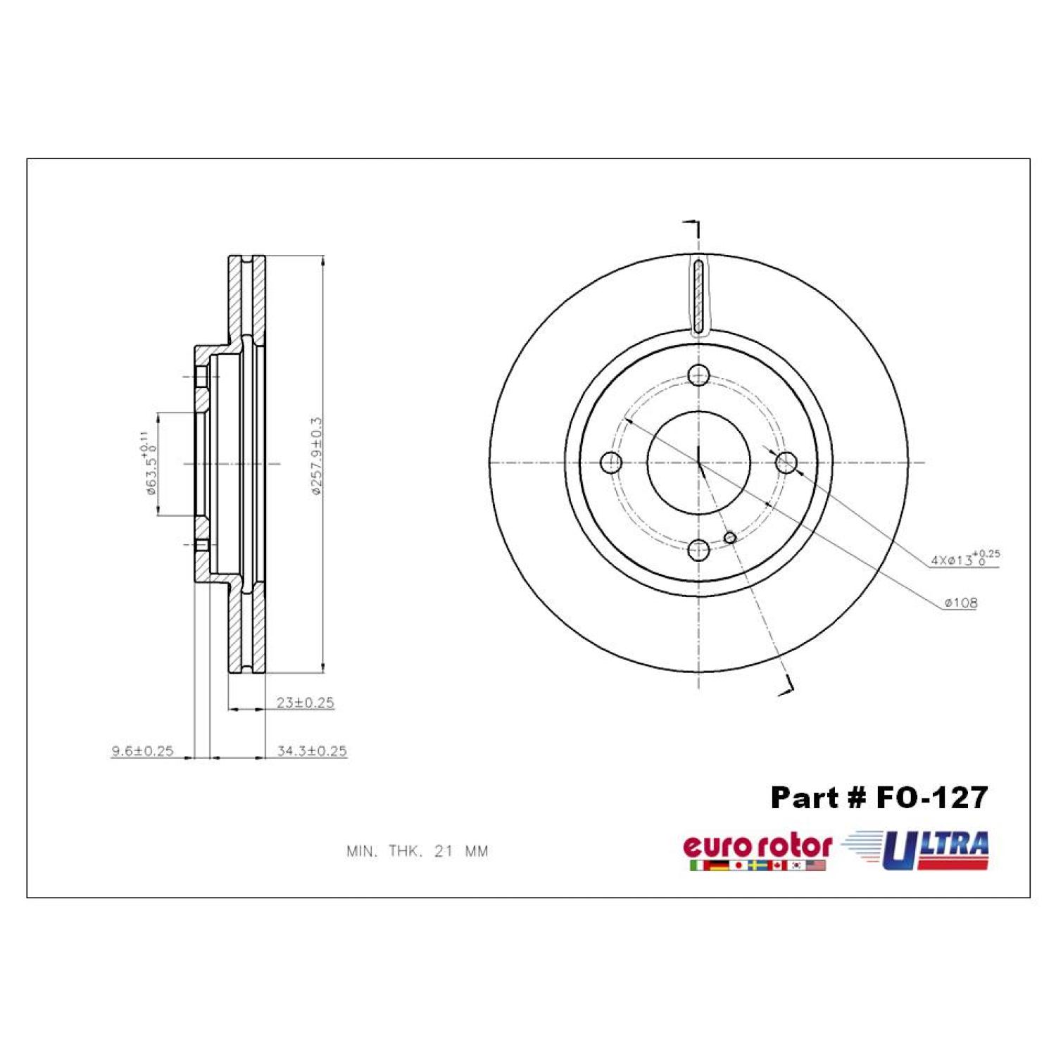 Eurorotor FO127 Disc Brake Rotor product image 1 of 1