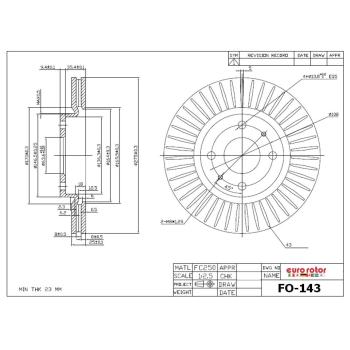 2008 Ford Focus Disc Brake Rotor Front Eurorotor FO143 image 1 of 1