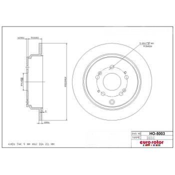 2008 Honda Odyssey Disc Brake Rotor Rear Eurorotor HO5003 image 1 of 1