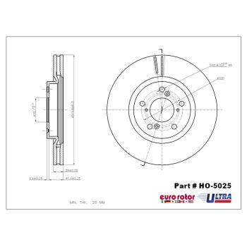 2014 Acura TL Disc Brake Rotor Front Eurorotor HO5025 image 1 of 1