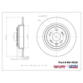 2014 Acura TL Disc Brake Rotor Rear Eurorotor HO5026 image 1 of 1