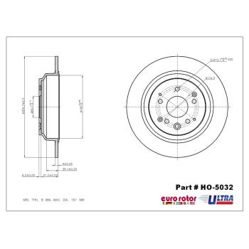 2010 Honda Accord Crosstour Disc Brake Rotor Rear Eurorotor HO5032 image 1 of 1