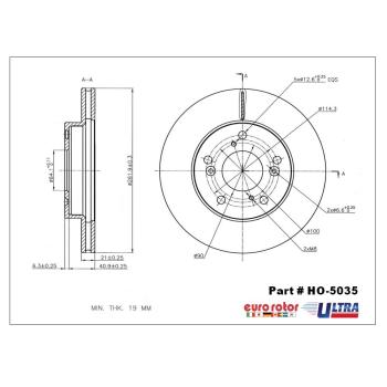 2015 Acura ILX Disc Brake Rotor Front Eurorotor HO5035 image 1 of 1