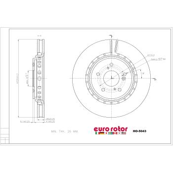 2014 Acura MDX Disc Brake Rotor Front Eurorotor HO5043 image 1 of 1