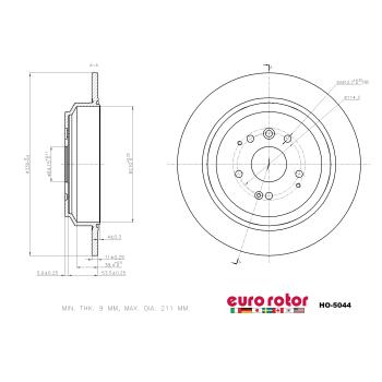 2014 Acura MDX Disc Brake Rotor Rear Eurorotor HO5044 image 1 of 1