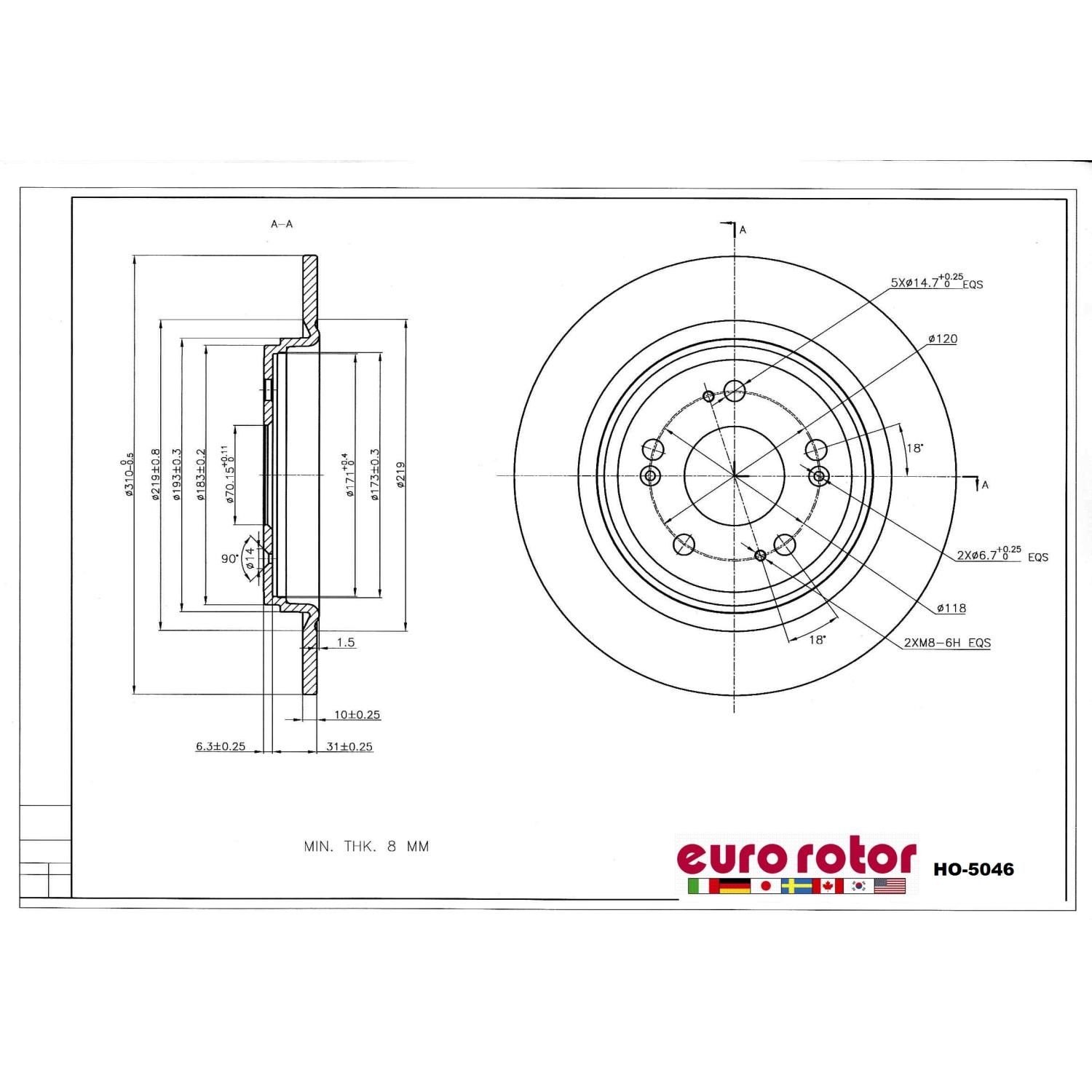 Eurorotor HO5046 - Disc Brake Rotor Eurorotor HO5046 Disc Brake Rotor product image 1 of 1
