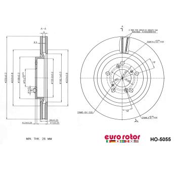 2020 Acura RLX Disc Brake Rotor Front Eurorotor HO5055 image 1 of 1