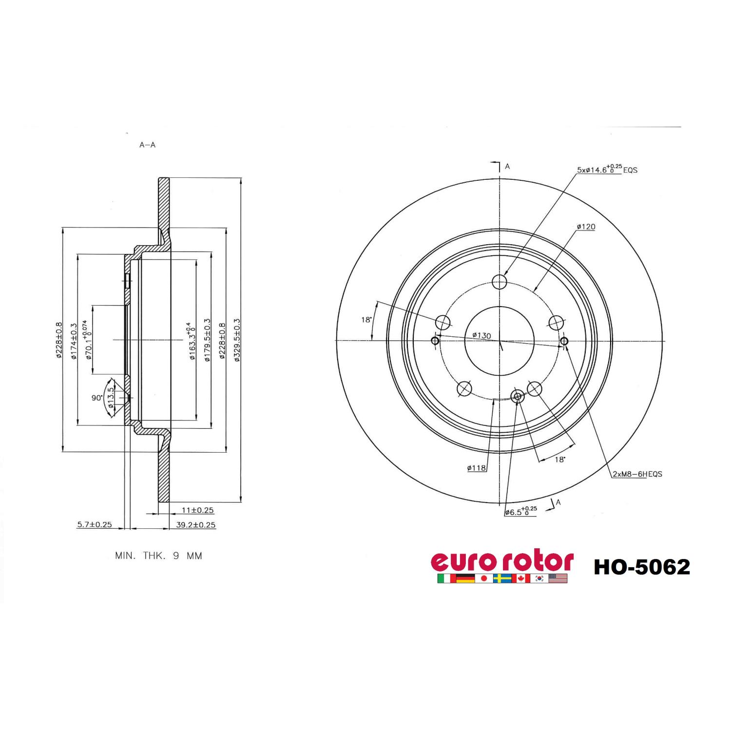 Eurorotor HO5062 - Disc Brake Rotor Eurorotor HO5062 Disc Brake Rotor product image 1 of 1