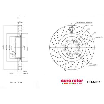 2018 Honda Civic Disc Brake Rotor Front Eurorotor HO5067 image 1 of 1