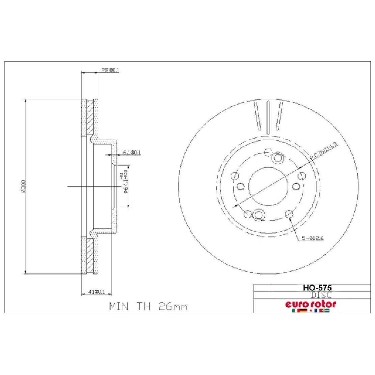Eurorotor HO575 - Disc Brake Rotor Eurorotor HO575 Disc Brake Rotor product image 1 of 1