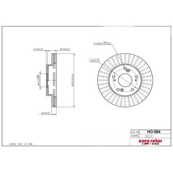 2006 Acura RSX Disc Brake Rotor Front Eurorotor HO584 image 1 of 1
