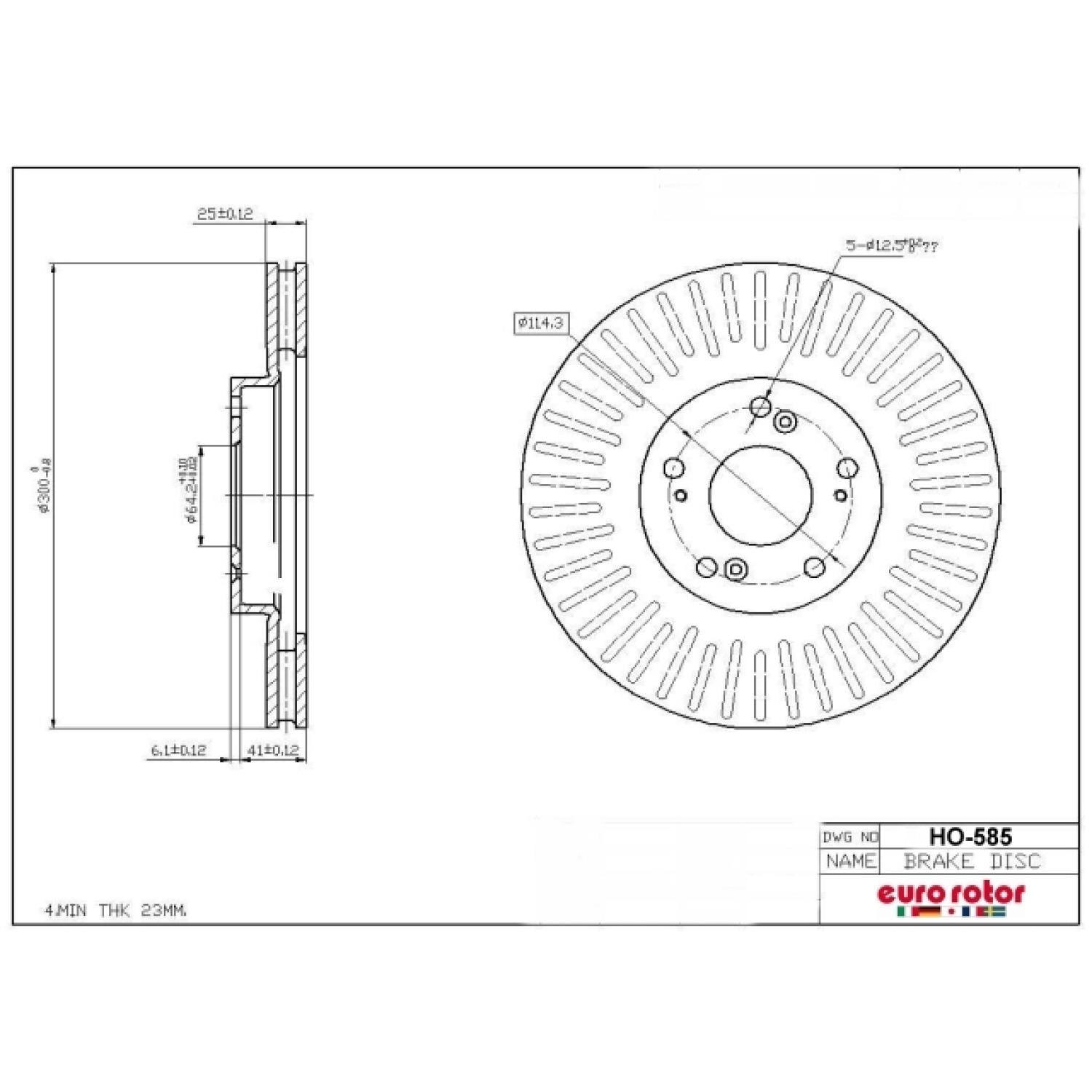 Eurorotor HO585 - Disc Brake Rotor Eurorotor HO585 Disc Brake Rotor product image 1 of 1