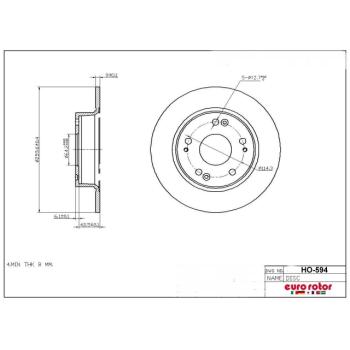 2008 Acura TSX Disc Brake Rotor Rear Eurorotor HO594 image 1 of 1