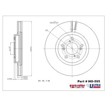 2011 Honda Ridgeline Disc Brake Rotor Front Eurorotor HO595 image 1 of 1
