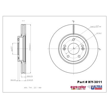 2013 Kia Sorento Disc Brake Rotor Front Eurorotor HY3011 image 1 of 1