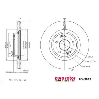 2014 Kia Sorento Disc Brake Rotor Front Eurorotor HY3013 image 1 of 1