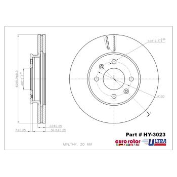 2014 Kia Rio Disc Brake Rotor Front Eurorotor HY3023 image 1 of 1
