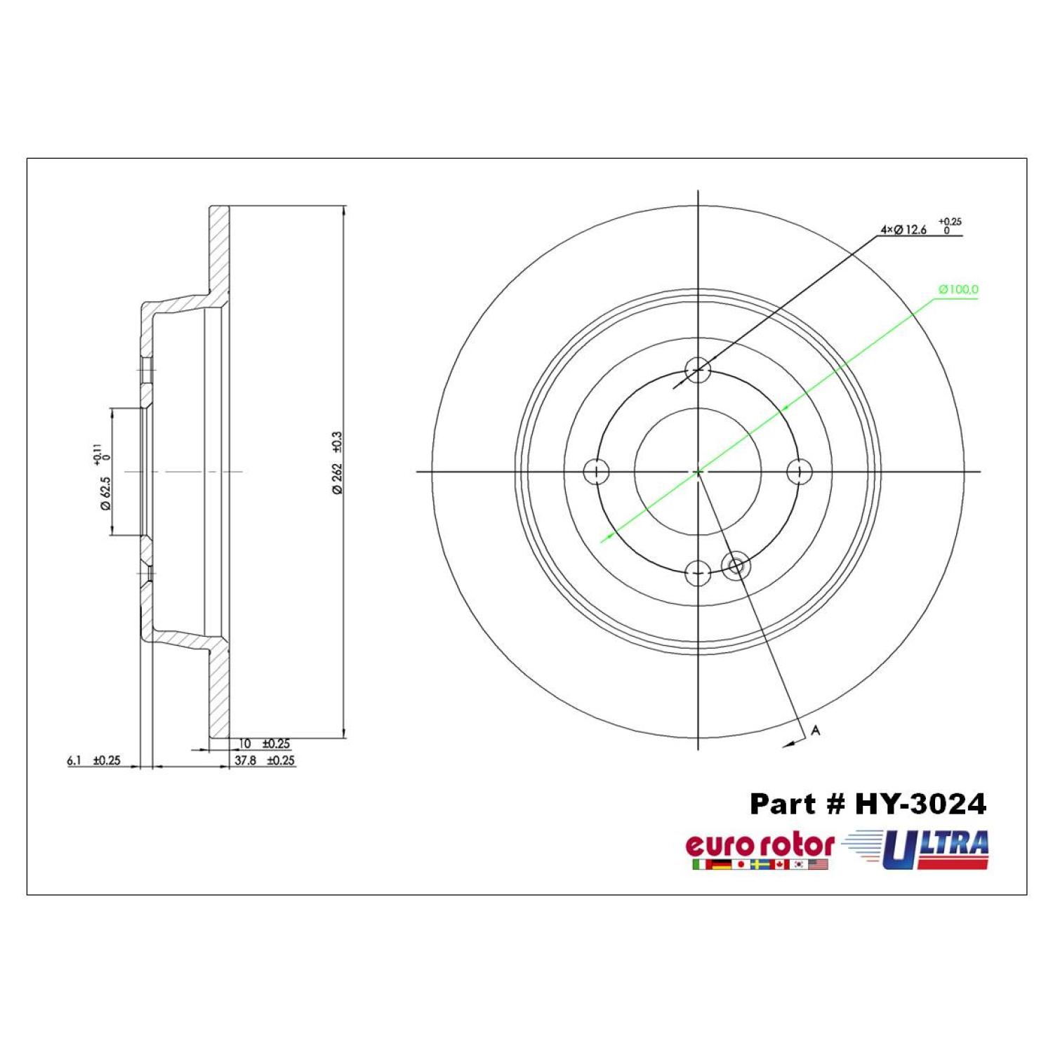 Eurorotor HY3024 - Disc Brake Rotor Eurorotor HY3024 Disc Brake Rotor product image 1 of 1